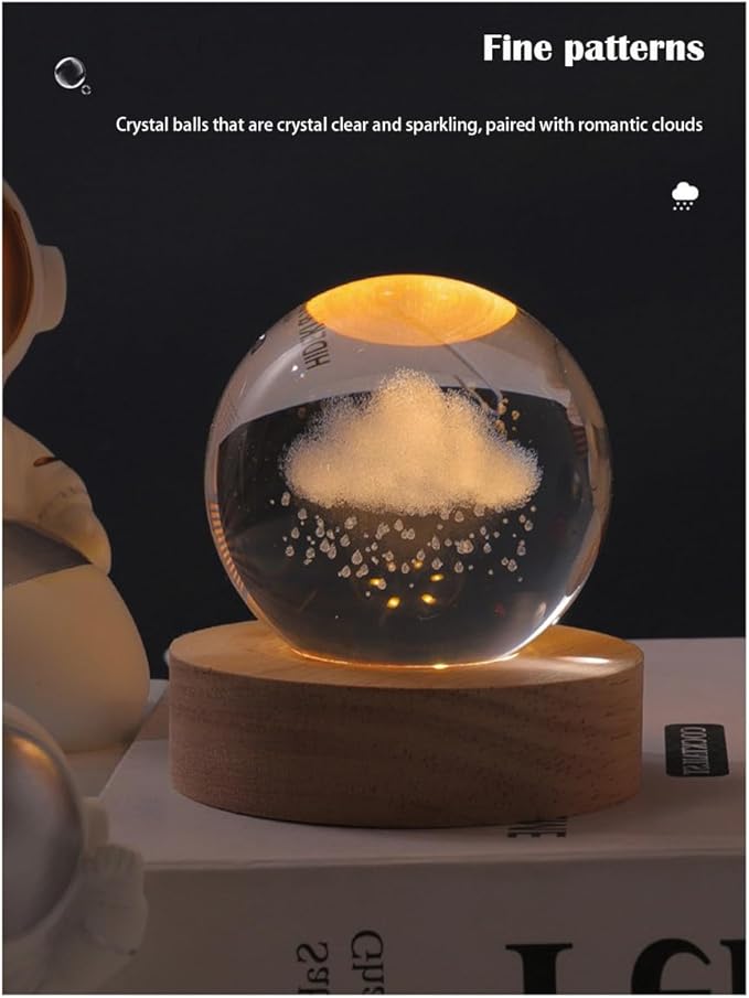 3D Crystal Ball Night Light Mood Lighting Cozy Comfort Gifts Home Decor lamp for Bedroom Space Lamps Happy Cozy Comfort Gifts (Dandelion)