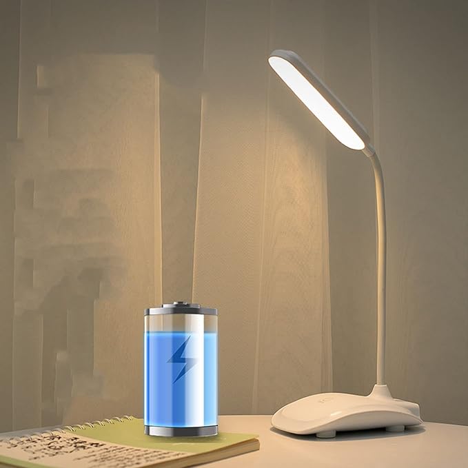 LED Desk Lamp, Touch Control Three Level Color Temperature USB Charging Table Lamp Reading Light for Dorm Study Office (White)