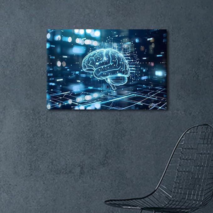 TUMOVO Digital Brain Canvas Printing Wall Art House Decoration for Wall Art Work for Wall Decor Living Room Neural Network Pictures for Bedroom Wall Decor Poster and Prints 16" Wx24 Hx1 Panel