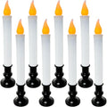 Dusk to Dawn Sensor LED Candle Lights - 8 Pack 9" Black Base Battery Powered, Flameless Decor for Indoor Table Party Ambiance