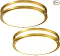 Gold Ceiling Light Fixture 24W, 12 inch LED Flush Mount Ceiling Light for Bedroom, Kitchen, Bathroom, 5CCT Dimmable Close to Ceiling Light Fixture for Hallway 2 Pack…