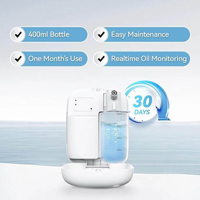 Waterless Essential Oil Diffuser, Scent Air Machine for Home Cover Up to 2000 sq.ft, Hotel and Commercial Use 400ML Diffuser with 100ML Royal Tranquility Fragrance Oil for Spa, Office