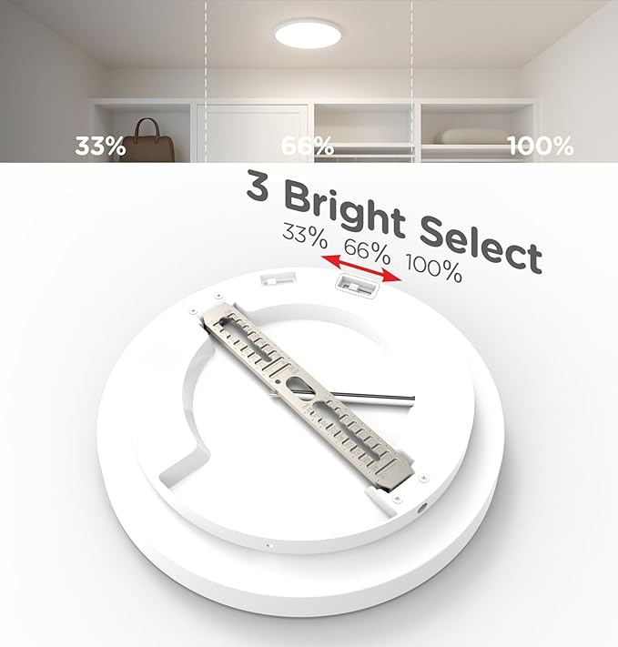 Flush Mount Ceiling Light Hardwired 9 Inch 18W Dimmable 5 CCT 2700/3000/3500/4000/5000K, 3 Brightness Adjustable Ultra Thin Closet LED Lights for Stairs, Hallway, Laundry, Porch, White