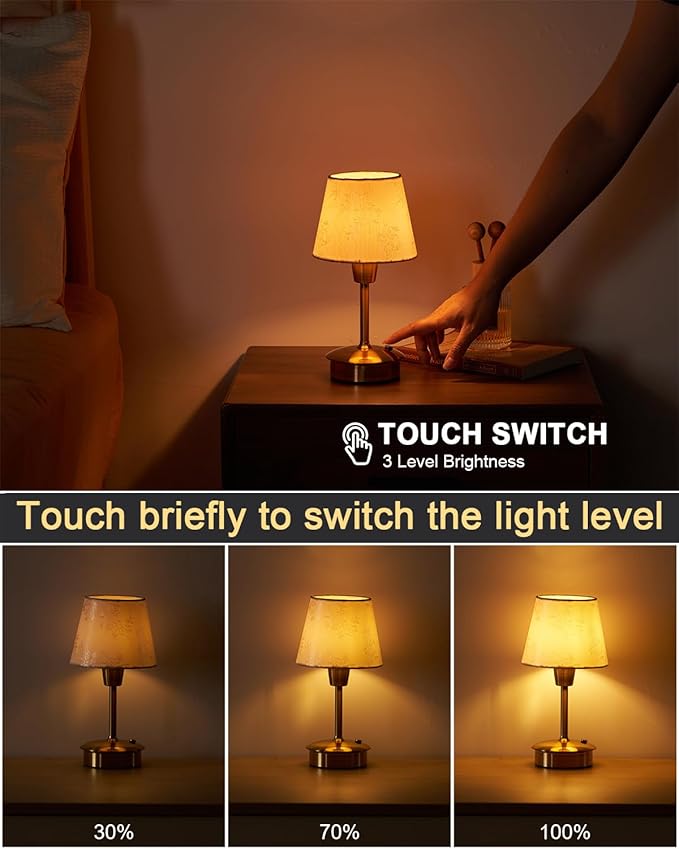 UMEXUS Small Cordless Table Lamp for Restaurant Dinner Table, 5200mAh Battery Operated Touch Lamps Rechargeable Dimmable Portable Night Light for Bedside Dining Living Room Patio Kitchen Outdoor