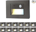 Horizontal LED Step Lights, Motion Sensor & Dusk to Dawn, IP65 Waterproof, 3000K-5000K Adjustable, 3W 120V Bronze Stair Lights Tread Lighting Indoor Outdoor, ETL Listed - 12PK