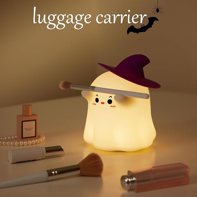Ghost Night Light, Cute LED Silicone Lamp,Dimmable Bedside Bedside LED Lamp, Rechargeable Nursery Nightlight, with 30 Minute Timer Touch Lamp for Birthday Halloween Christmas Bedroom Decorations