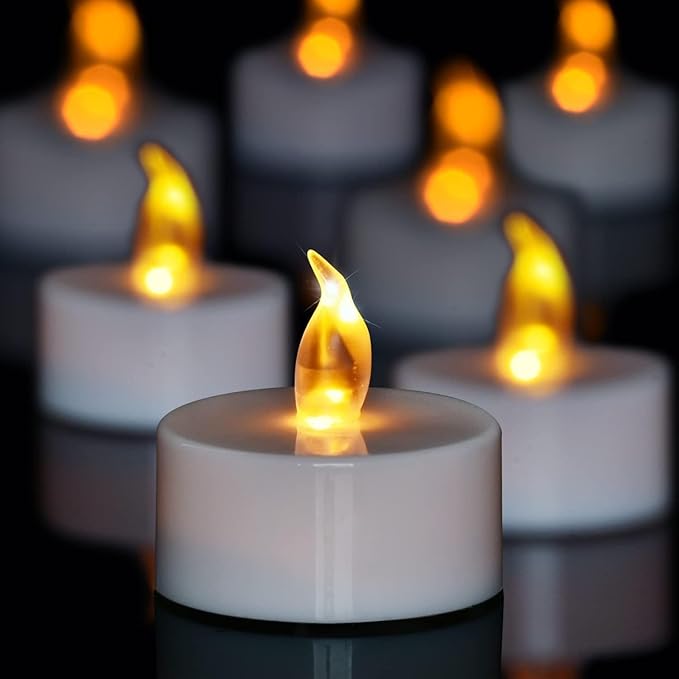 Tea Lights Battery Operated Candles LED Tea Lights Flameless Candles 200+ Hours Flickering Fake Tealights for Sweetest Day Wedding Home Decorations Party (Warm Yellow, 400 Pack)