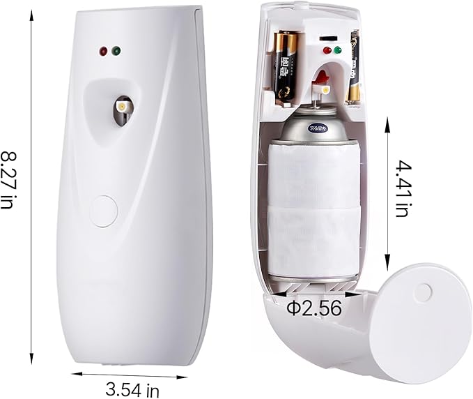Happybuy Automatic Air Freshener Spray Dispenser (2 - Pack), Wall - Mountable or Freestanding, Battery - Powered, with Multiple Time Settings for Home, Indoor Spaces like Bathrooms, White