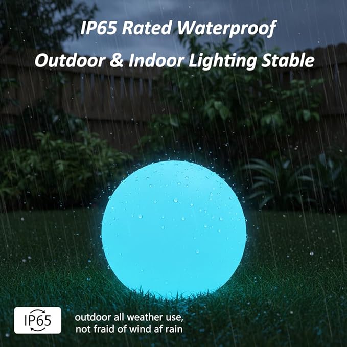 16 Inch Ultra-Fun LED Ball Light, Rechargeable Globe Floor Lamp w/Remote, 16 RGB Color Changing LED Glowing Orb Light, Waterproof Outdoor Ambiance Lighting, Pool Party Garden Patio Decor