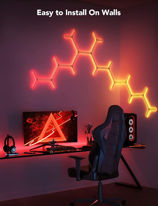 Govee Glide Y RGBIC LED Wall Lights, Smart Wi-Fi Gaming Lights with Music Sync, DIY and Timer Feature, LED Lights for Gaming Room, Wall Light 7 Pack