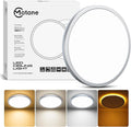 Matane 12 Inch LED Flush Mount Ceiling Light Fixture with Night Light, 24W 2400LM 3000K/4000K/5000K Selectable, Dimmable Ceiling Lights for Bedroom, Dining Room, Kitchen, Round Silver