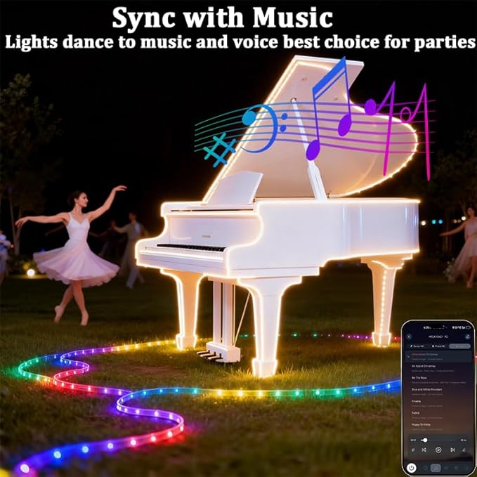 Honche Smart LED Fairy String Light USB 10M/33FT Rainbow Light Waterproof Remote/app Control Outdoor Indoor Rope Lights DIY Color Changing Christmas -mas String Light for Bedroom Garden Cafe