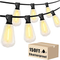 DAYBETTER 150FT Outdoor String Lights Waterproof 75 pcs Warm White LED Bulbs 2700K for Patio, Yard, Garden & Holiday Decor Durable Weatherproof Lights for Parties, Weddings, Backyard Lighting