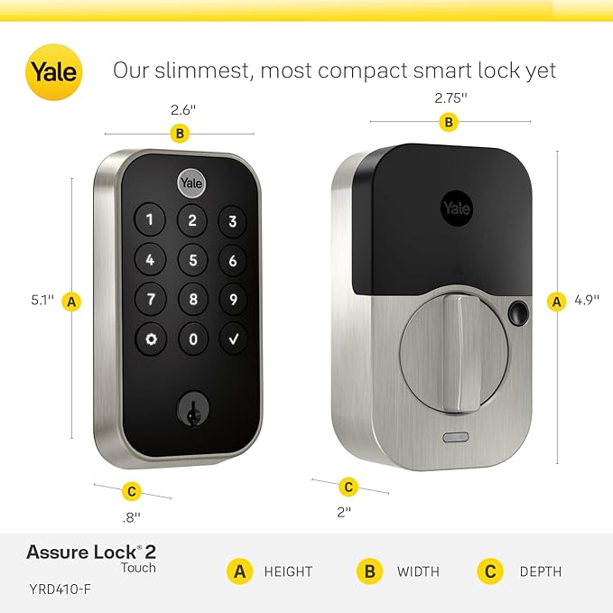 Yale Assure Lock 2 Touch Deadbolt, Oil Rubbed Bronze Entry Door Lock with Touch Digital Keypad Keypad and Fingerprint Scanner with Back-Up Key, (No Wi-Fi), YRD410-F-BLE-0BP