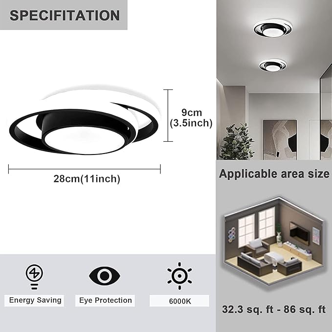 Motion Sensor LED Ceiling Light Indoor, 36W Cool White Mount Motion Activated Light Fixture Modern Flush Mount Ceiling lamp for Closet Laundry Bathroom Hallway Stair Porch Basement. (Round)