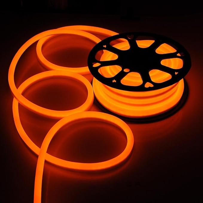 100FT Orange Flexible LED Neon Rope Light Lighting Strip Tube Indoor Outdoor Christmas Party Wedding Room Decor Lighting 110V