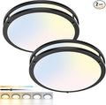 hepside 13inch Flush Mount Ceiling Light Fixture 2 Pack, Dimmable & 5CCT Ceiling Light Black, 24W 3000K 3500K 4000K 5000K 6500K Adjustable Ceiling Lamps for Bathroom Bedroom Hallway