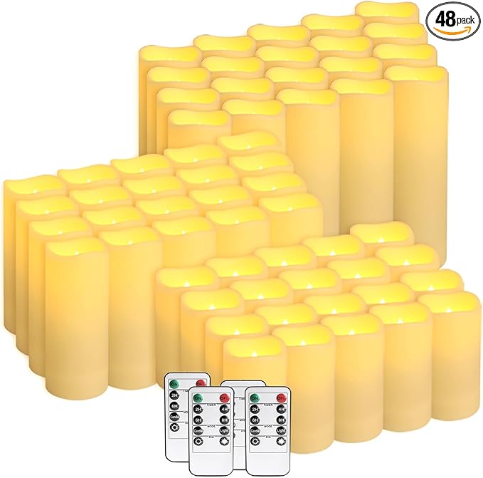48-Pack LED Flameless Candles with Remote Control - Perfect for Home, Parties, and Special Occasions - Create a Magical Ambiance Effortlessly(Three Sizes)