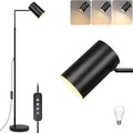 Arc Black Floor Lamp for Living Room with Timer, Stepless Dimmable&Height Adjustable Modern Reading Standing Lamps for Living Room,Reading Room,Office,LED Bulb Included (Black-DM)