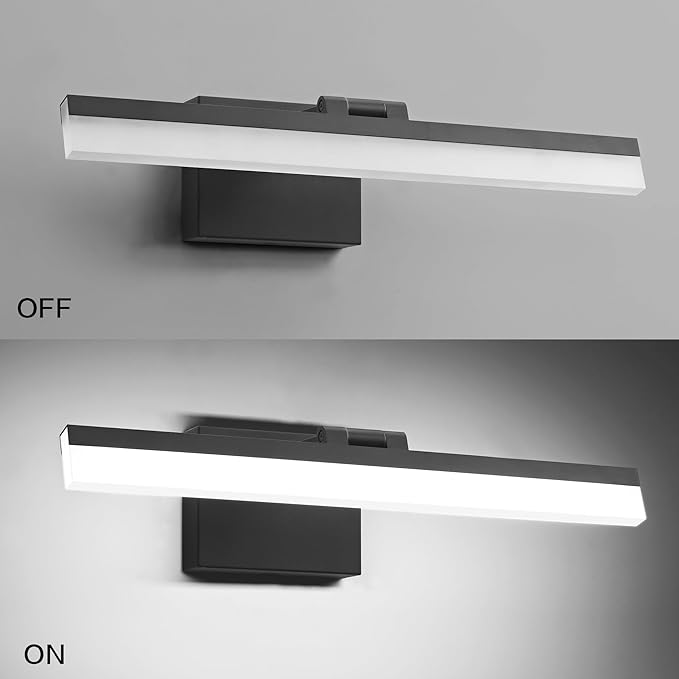 SOLFART 18Inch LED Vanity Light Bathroom Light Fixtures Over Mirror Black Vanity Lights for Bathroom Modern Lighting Fixture ND