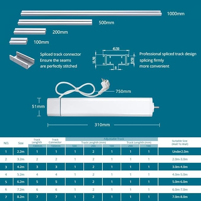 Smart Curtains System, Electric Curtain Track Works with Apple Homekit, Automatic Curtain Opener with Electric Curtain Tracks, Compatible with Alexa Google Home Apple Home (2.1M (82.6 inch))