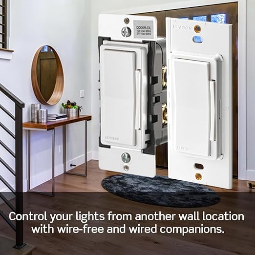 Leviton Decora Smart Dimmer Switch, 0-10V, Wi-Fi, Neutral Wire Required, Works with Matter, My Leviton, Alexa, Google Assistant, Apple Home/Siri & Wired or Wire-Free 3-Way, D2710-1BW, White