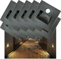 3W Motion Sensor Stair Lights 3000K Recessed LED Step Light Indoor Stair Step Wall Lamp Staircase Bedroom Decoration 10Pcs Black