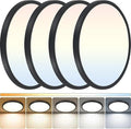 4Pack LED Flush Mount Ceiling Light: 12 inch Super Slim Dimmable & 5CCT (2700-6000K) Kitchen Lighting Fixtures Ceiling - 24W Black Low Profile Ceiling Lamp for Bedroom Garage Hallway