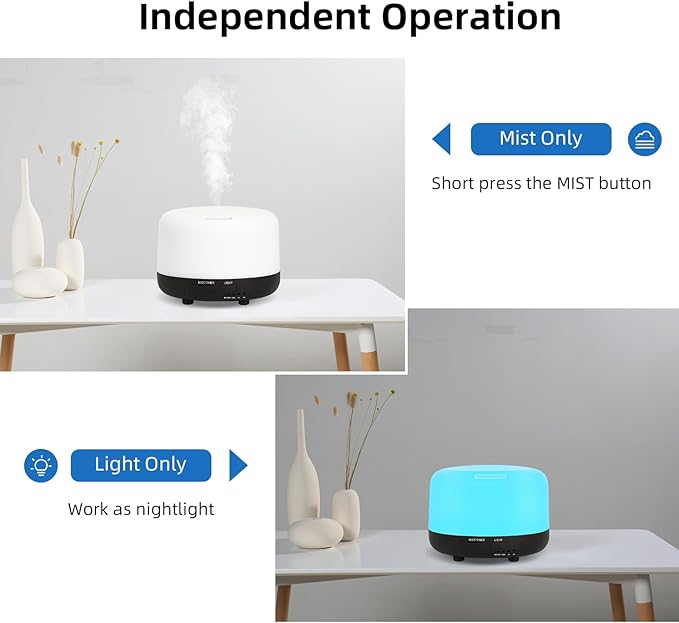 300ML Essential Oil Diffuser, Electric Ultrasonic Aromatherapy Air Humidifier vaporiser, Aroma Diffuser with Remote Control 7 LED Light Colors Waterless Auto-Off.