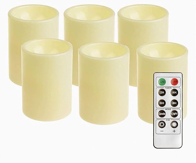 Flameless Realistic Led Candle With Remote Control, Battery Operated Flickering Candle With Timer For Indoor & Outdoor Decoration,3x4inches,6 Pack