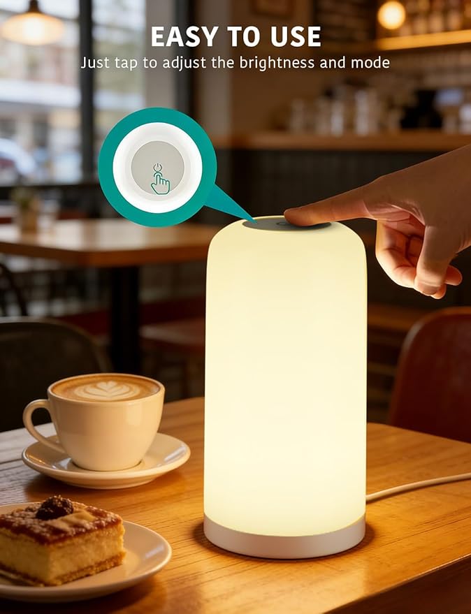 DAYBETTER BGRIC Smart Bedside Lamps, Touch Lamps for Nightstand, Compatible with Alexa and Google Home, LED Lamp with 70+ Scene Mode, Color Changing Lamp for Bedroom Living Room(2.4GHz WiFi Only)