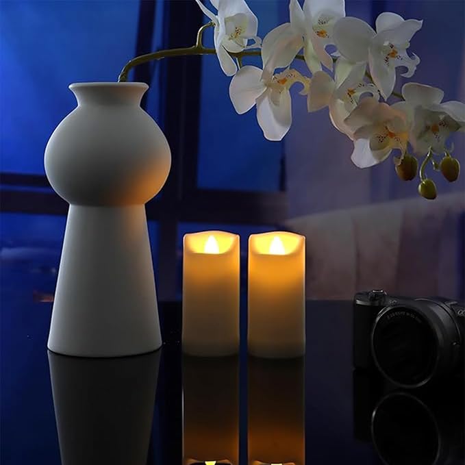 2 Pack LED Flameless Candles Battery Operated Outdoor LED LightFake Flickering Waterproof Candles for Home Decorations Garden Decor Wedding Party Christmas Party