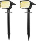 Solar Spot Lights Outdoor Waterproof IP65, 2 Pack Landscape Spotlights with 46 LEDs, 3 Modes Auto On/Off Solar Powered Flood Lights for Outside Pathway, Yard, Garden, Walkway (Warm White)