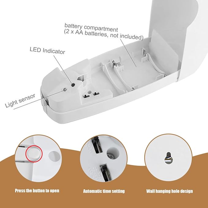 300ml Automatic Air Freshener 24H 8/15/30Min Timer Mist Spray Dispenser Wall Mounted for Bathroom 30 sq.m (No Battery)