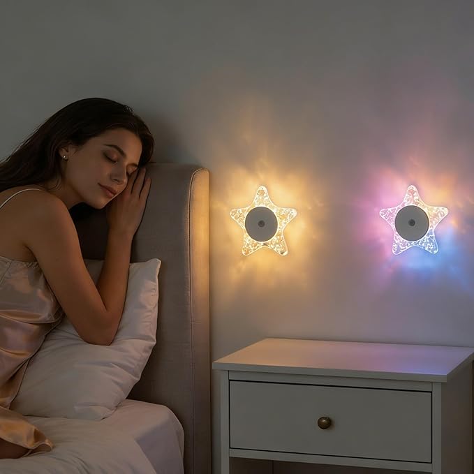 Rechargeable Wall Lights LED – Magnetic Star Shaped Decor, Motion Sensor Cordless Light, Bedroom Kitchen Bathroom Hallway Staircase | Bedroom Kitchen Bathroom Hallway Staircase Closet Cabinet Counter