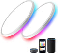MELEGAN 2Pcs RGB Smart Ceiling Light, Super Slim LED Flush Mount Ceiling, WiFi Compatible with Alexa Google Home,12Inch 24W Dimmable 2700K-6500K for Bedroom, Kitchen, Dining Room, Basements