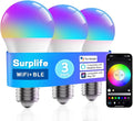 Smart Light Bulbs,Full Color Changing Dimmable LED Bulb,Compatible with Alexa and Google Assistant,UL FCC Certified,2.4GHz WiFi+Bluetooth LED Light Bulbs, Music Sync Smart Home Lighting (3)
