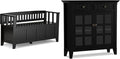 SIMPLIHOME Acadian Solid Wood 48 inch Wide Storage Bench that Seats 2 and 36 inch Wide Storage Cabinet in Black for the Living Room, Entryway, and Family Room, Transitional Style
