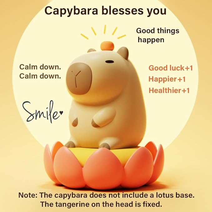 Led Cute Capybara Night Light, Dimmable Nursery Kawaii Lamps, Super Squishy Silicone USB Rechargeable Touch Control Night Lamp for Kids Adults, Used for Camping Party Room Decor (Capybara)…