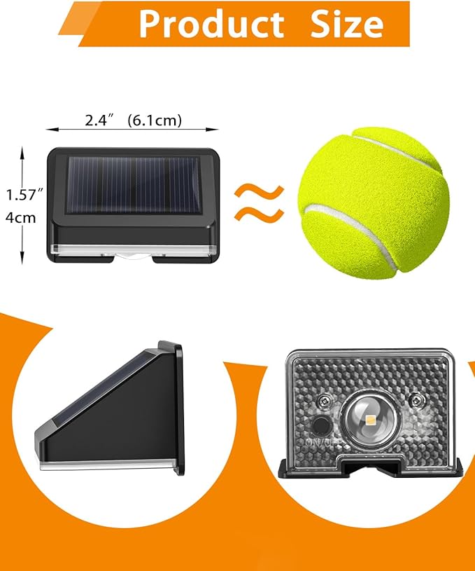 Solar Fence Lights Outdoor 8-Pack | IP67 Waterproof Wall Lights | Dusk to Dawn Auto-On/Off, Easy to Install | Decorative Solar Lights for Deck, Patio, Yard, Step, Garage, Pool (Warm White)