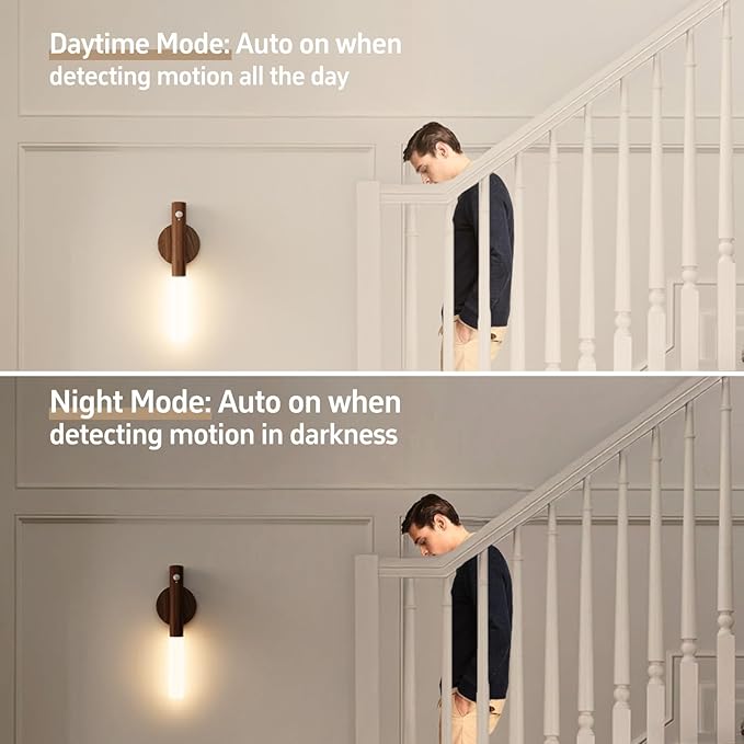 Battery Operated Wall Sconce Set of 2 - Rechargeable Motion Sensor Night Lights, 2200mAh Wireless Wall Lights Sconce, Magnetic Portable Hallway Light for Kitchen Stair Cabinet, 3000K