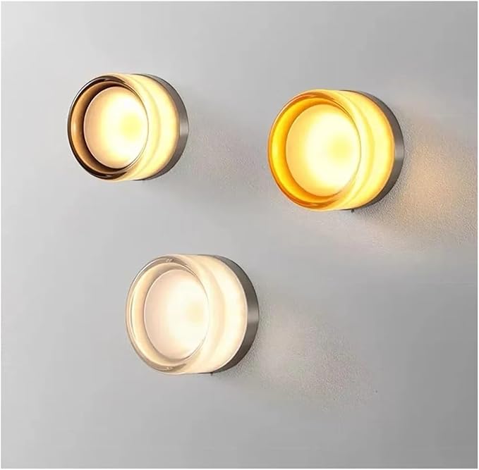 Modern LED Wall Lamp - Amber Jelly Sconces for Living Room, Corridor, Study & Dining Room - Smokey Grey Fixture - Stylish Home Decor Lighting