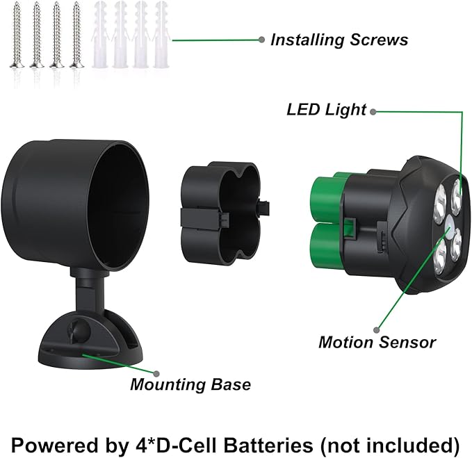 Motion Sensor Outdoor Lights, Battery Operated Outdoor Light, 600LM Motion Detector Lights for Outside, 6000K LED Security Light Battery Powered Spotlight for House Wall, Black(2 Pack)