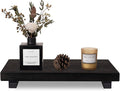 zoocatia Small Wood Tray Pedestal Stand Farmhouse Bathroom Decor Decorative Wooden Riser Kitchen Soap Dish Holder for Vanity, Counter, Sink, Large 11.8" x 7" - Black