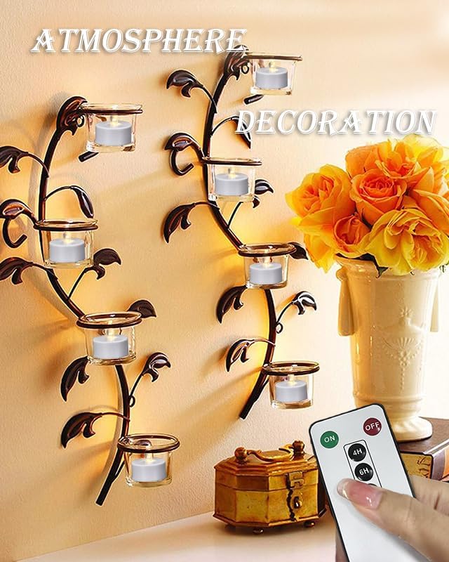 Tea Lights Candles Battery Operated with Remote Control, 24Pcs Flickering Flameless Candle with Timer, Long Lasting 400+ Hours Led Electric Candle for Home Decor, Wedding, Party (WarmWhite)
