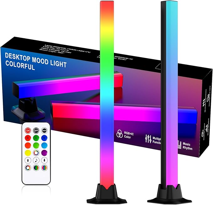 MIHEAL RGB Light Bar, Music Sync RGB LED Lights Bar, USB Powered Mood Lighting, Remote Control Color Changing Gaming TV Backlight, 8 Dynamic Modes for PC Room Monitor Desk …