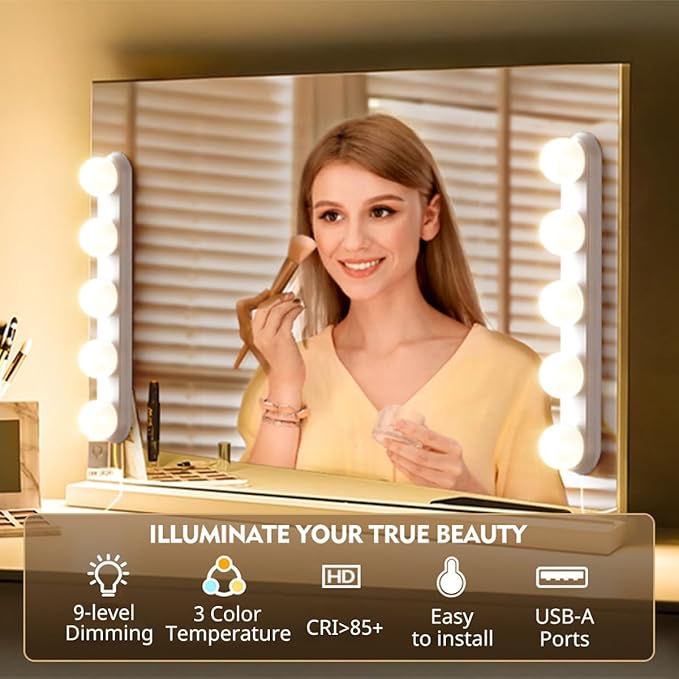 Makeup Light,Portable Led Vanity Lights with 3 Colors Lighting Mode Adjustable & Dimmable for Vanity Table Dressing Room Mirror