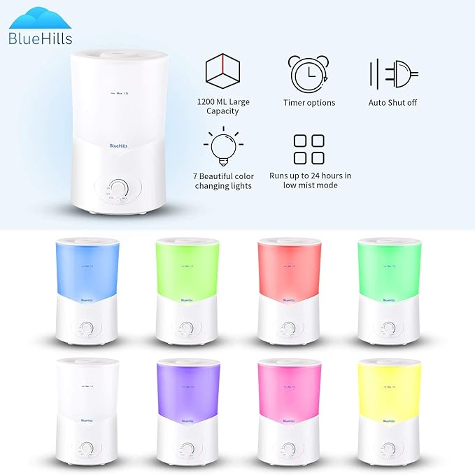 BlueHills Premium Set of Two Large 2300 ML and 1000 ML XL Essential Oil Diffusers Humidifier Combo for Large Room Home with Décor LED Lights Great Gift – Value Pack of White.