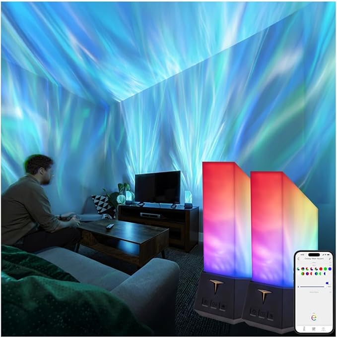 Enbrighten Vibe Smart Gaming Tabletop Galaxy Projector Titan Tower Plug in Night Light with Space Nebula Effects, Parties, Kids & Adults, Alexa and Google Compatible 84121