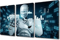 AI Intelligence Pictures for Living Room Wall Decor Banquet Art Prints Robot Paintings 3 Pieces Canvas Wall Art Robot Canvas Prints Framed Wall Art Ready to Hang, 36" Wx24 H